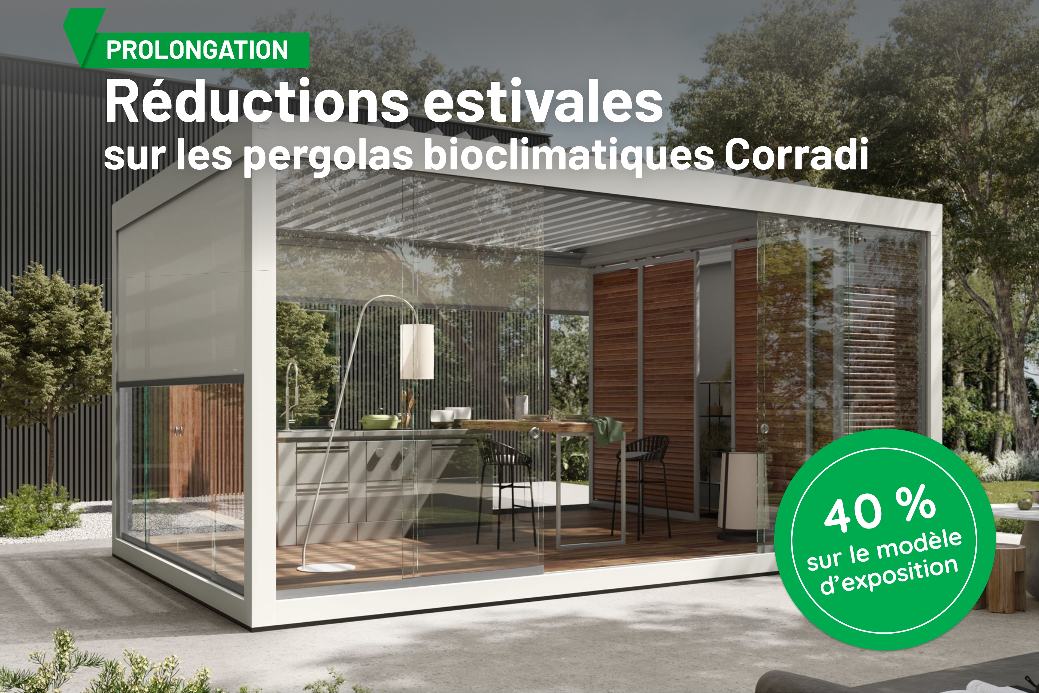 Profitez de réductions sur les pergolas bioclimatiques Corradi